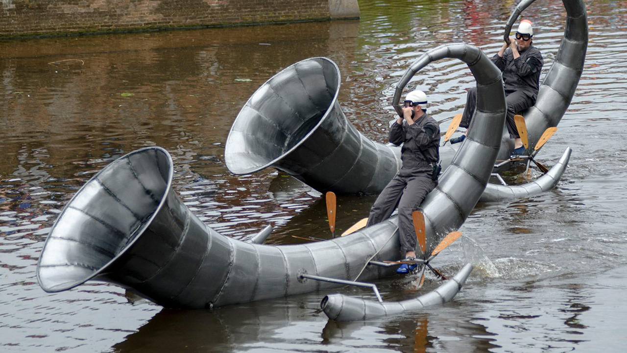 A photo from the Bosch parade, which is held every year in the town Den Bosch in The Netherlands, and involves a procession of floating vehicles inspired by Hieronymus Bosch's art