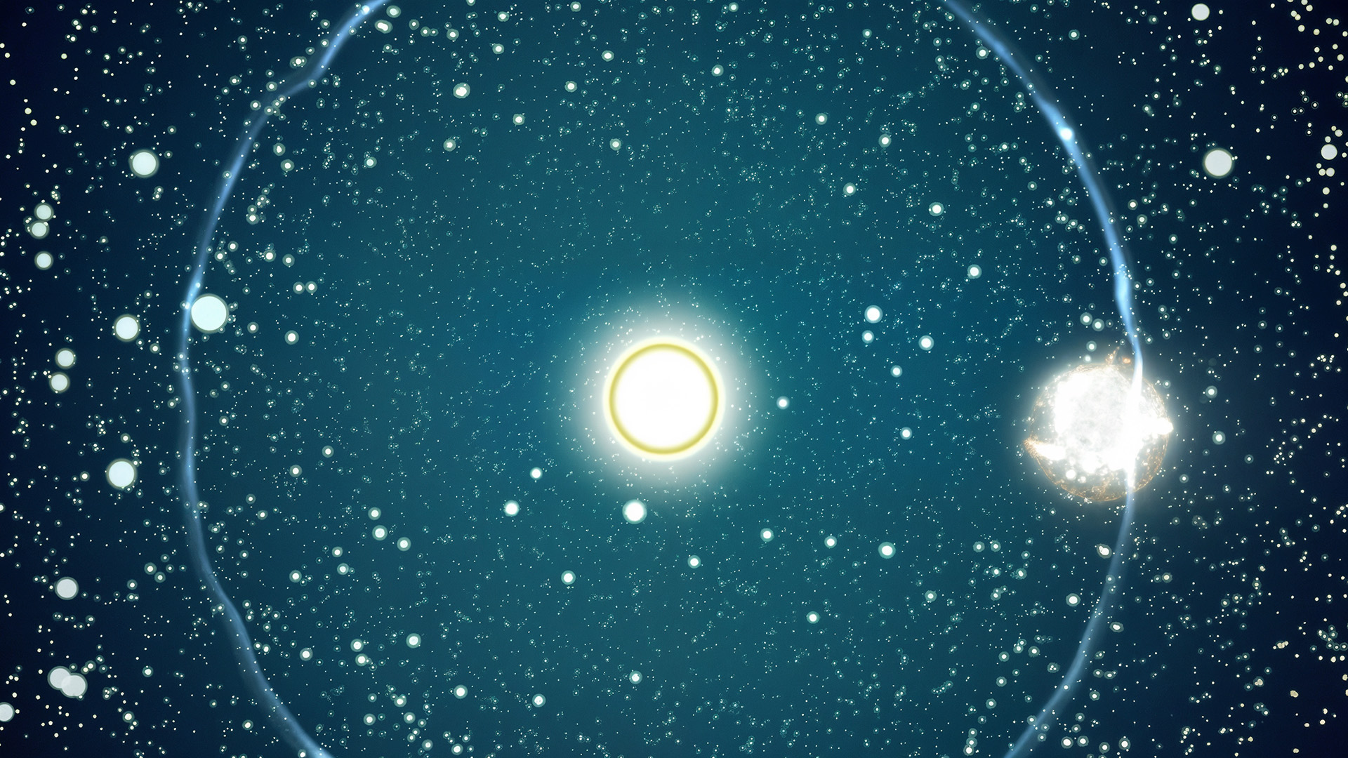 A 3d rendered shot looking downwards into the pool situated above a nuclear reactor