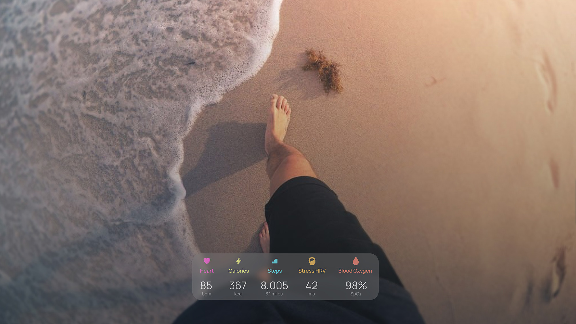 Health Games ambient AR experience showing real-time health data visualised in smartglasses